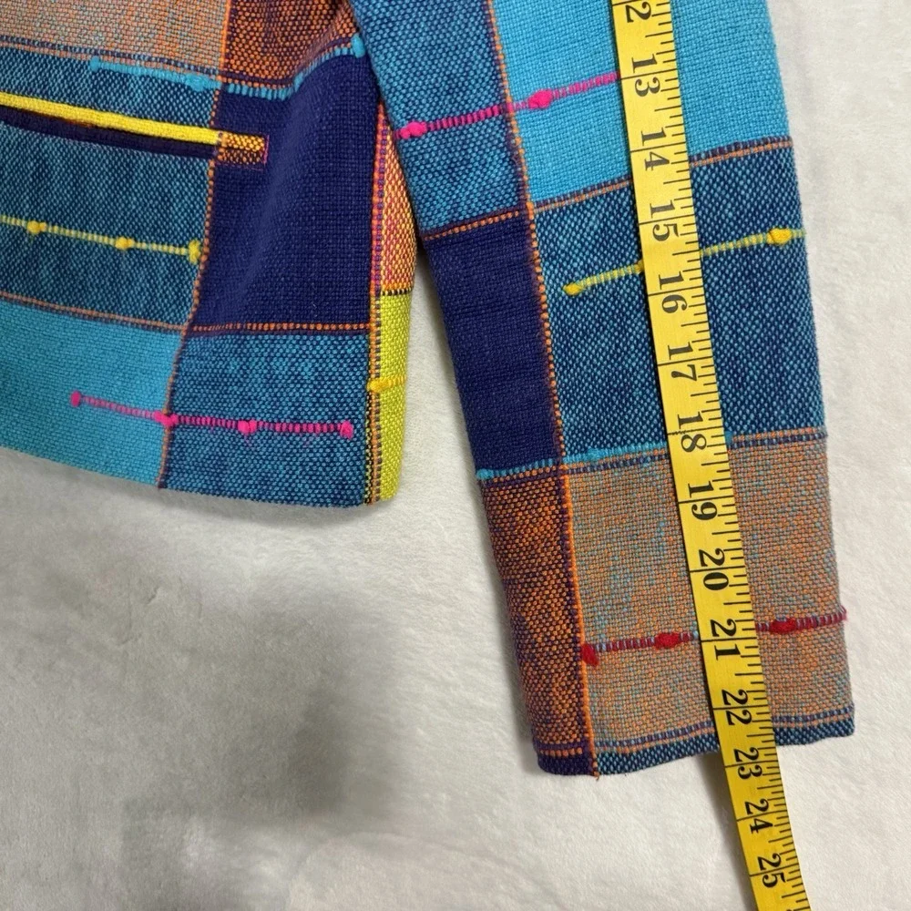 Vintage Rainbow Blazer Jacket Size XS Boxy Colorful Neon Pop Art Deco Tribal 90s